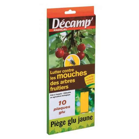 PIEGE CHROMATIQUE ENGLUE JAUNE : CONTRE LES MOUCHES DES ARBRES FRUITIERS (Mouches méditerrannéennes, mouches de la cerise etc.) 